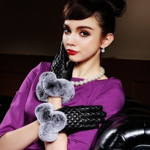 Leather gloves black size s-m